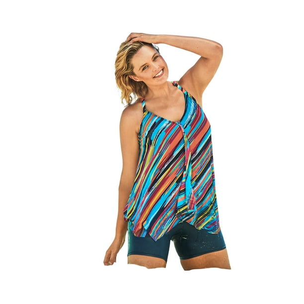 Swimsuits For All Womens Plus Size Longer Length Tankini Top